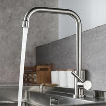 Torneira Inox Escovado De Bancada Mesa Cuba Para Cozinha Bica Alta