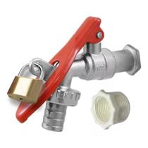 Torneira Jardim Cadeado Área Externa Metal Tanque Quintal Bico Mangueira Registro Esfera Anticorrosão Garagem Lavanderia