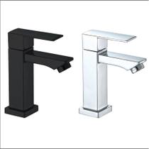 Torneira Lavabo Banheiro Black Preta Prata Dourado Luxo Metal Moderna 1/2 Cuba Fosco Inox Quadrada