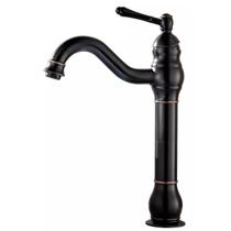 Torneira Lavabo Vintage Monocomando Alta Preto Escovado Rosê Óleo Retrô Luxo Banheiro Lavatório Misturador Quente e Frio Curva Gourmet Premium