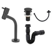 Torneira Lavat Link Preto Black+Flexível+Válvula Click+Sifão