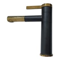 Torneira Lavatório Bica Baixa Monocomando Quente/Fria Preto/Dourada DC-6023PG - DECK