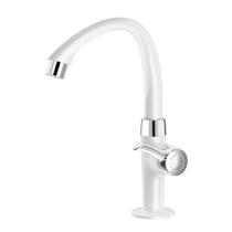 Torneira Lavatório De Mesa Bica Alta Linea Branca E Cromada - Tigre Torneira Lavatório De Mesa Bica Alta Linea Branca E Cromada - Tigre