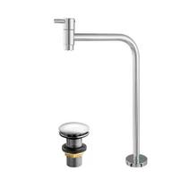 Torneira link Alta de inox Cromada Para Cuba de Sobrepor, banheiro e lavatorio, valvula clic