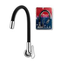 Torneira LorenFlex Parede Lorenzetti Bica Flexivel 360 Graus Mecanismo Ceramico 1 Quarto Volta Arejador Embutido Conexao Meio Polegada Preto Cromado