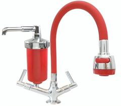 Torneira Luxo Filtro Bica Flexível Vermelho Jato Duplo Mesa