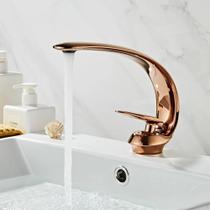 Torneira Luxo p/ Banheiro Lavabo Baixa Metal - Dourado Rose