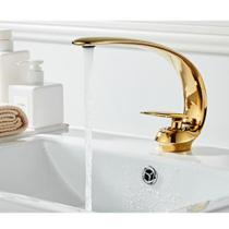 Torneira Luxo p/ Banheiro Lavabo Baixa Metal - GOLD