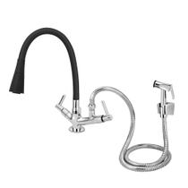 Torneira Mesa Gourmet Cone Preto Multifuncional C/Ducha