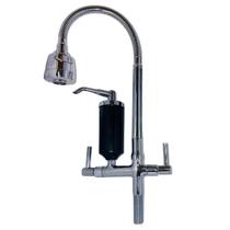 Torneira Metal Inox Com Filtro Preto Flexível Cromada Inox Chuveirinho Prata Gourmet Pia Cozinha Bancada Luxo 1/4 Volta - sowshop