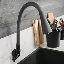 Torneira Metal Inox Preto Cozinha Parede 1/4 De Volta Luxo