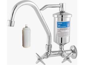 Torneira Metal Parede Alta com Filtro Metal Cromado Inox + Refil Extra Imperatriz