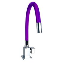 Torneira Metal Quadra Luxo Color Bancada Cano de Silicone Flexível