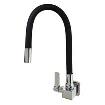 Torneira Metal Quadrada Parede Tubo Silicone Gourmet Preta Torneira Metal Quadrada Parede Tubo Silicone Gourmet Preta