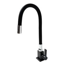 Torneira Metal Quadrada Preta Tubo Silicone Gourmet Bancada Torneira Metal Quadrada Preta Tubo Silicone Gourmet Bancada