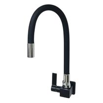 Torneira Metal Quadrada Preta Tubo Silicone Gourmet Parede Torneira Metal Quadrada Preta Tubo Silicone Gourmet Parede