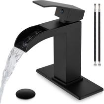 Torneira Midanya Waterfall Black Matte com alça única de 4 polegadas