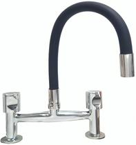 Torneira Misturador Bi-comando, Metal Flexível Preta Bancada