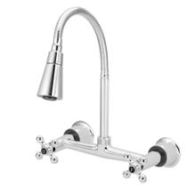 Torneira Misturador Cozinha Gourmet Cone Parede Duplo Jato