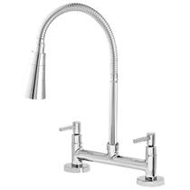 Torneira Misturador Cozinha Gourmet Flexível Mesa Bancada Cone Cromado Metal