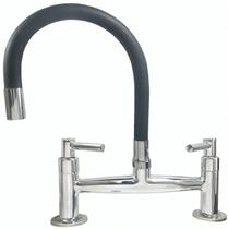 Torneira Misturador Duplo Comando, Metal Flexível Preto