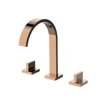 Torneira Misturador Duplo Comando Rose Gold Quadrada Para Banheiro Lavabo Inovartte IN48