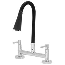 Torneira Misturador Gourmet Flexível Preta Mesa Luxo Cozinha