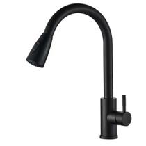 Torneira Misturador Gourmet Monocomando, Extensível, para Cozinha, Instalação em Bancada, Cores Preto e Cromado, Design Moderno e Funcional
