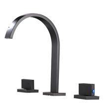 Torneira Misturador Lavatório Banheiro Com Duplo Comando Moderna Preto Black Fosco Curva Bica Alta Luxo Aço Inoxidável