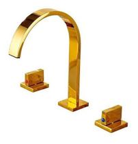 Torneira Misturador Luxuosa Banheiro Duplo Comando Gold Ouro
