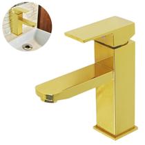 Torneira Misturador Monocomando Banheiro Baixa Dourada Luxo Torneira Misturador Monocomando Banheiro Baixa Dourada Luxo