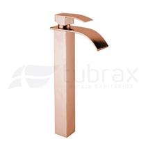 Torneira Misturador Monocomando Banheiro Bica Alta Quadrada Rose Gold modelo Magna Alta Tubrax