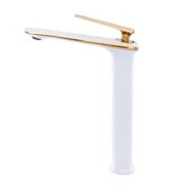 Torneira Misturador Monocomando Bica Alta Branco/Dourado Torneira Misturador Monocomando Bica Alta Branco/Dourado