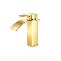 Torneira Misturador Para Banheiro Lavatório Cascata de Bancada Bica Baixa Dourada Inox 304 Brinovar