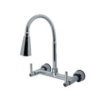 Torneira Misturador Tubo Conico Flexível Cozinha Parede 2 Jatos Metal Luxo