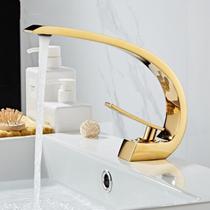 Torneira Moderna Pia Banheiro Lavabo Monocomando Dourada