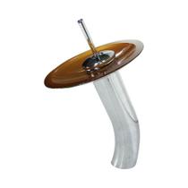 Torneira Mono Comando De Vidro Redonda Alta Dourado Real