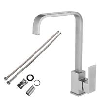 Torneira Monocomando 360º Cozinha Bancada Inox Escovada 1/4