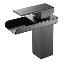 Torneira Monocomando Banheiro Cascata Preta Quadrada Baixa Torneira Monocomando Banheiro Cascata Preta Quadrada Baixa