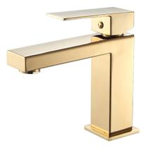Torneira monocomando banheiro quadrada bica baixa dourado Torneira monocomando banheiro quadrada bica baixa dourado