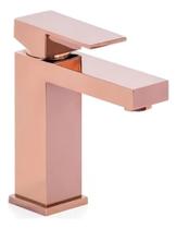 Torneira monocomando banheiro quadrada bica baixa rose gold