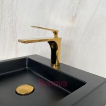 Torneira Monocomando Bica Baixa Dourada Gold Luxo Banheiro Lavabo Inovartte IN36