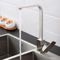 Torneira Monocomando Cozinha Bancada Aço Escovado com Kit Instalação