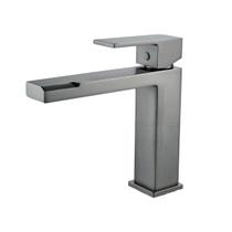 Torneira Monocomando de mesa cuba pia para Banheiro lavatório Lavabo Bica Média Quadrada Cinza Grafite Metal Premium