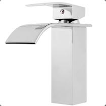 Torneira Monocomando de Mesa para Banheiro e Lavatório em Metal Prateado Brilhante Luxo com Bica Alta para Pia e Cuba Torneira Monocomando de Mesa para Banheiro e Lavatório em Metal Prateado Brilhante Luxo com Bica Alta para Pia e Cuba