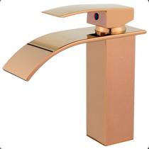 Torneira Monocomando de Mesa para Banheiro e Lavatório em Metal Rose Gold Brilhante Luxo com Bica Alta para Pia e Cuba