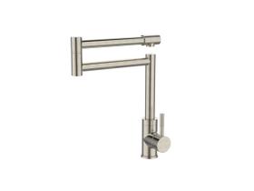 Torneira Monocomando de Mesa para Cozinha Articulável Dobrável Metal Aço Escovado