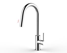 Torneira Monocomando de Mesa para Cozinha Extensível Redonda Cromado Brilhante