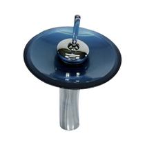 Torneira monocomando de vidro redonda alta azul