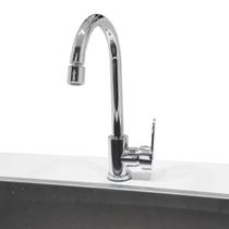 Torneira Monocomando Giratória para Cozinha Gourmet Bancada Banheiro Bica Alta Pia Bancada Bico Aerador Misturador Modelo Escovada Inox Kit Instalação